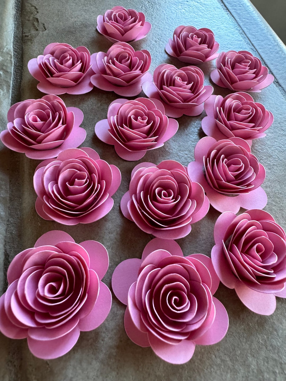 15pk Bubblegum Pink Rolled Paper Roses 1” Inch - Etsy