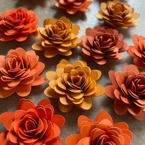 15pk Tangerine/Orange Starburst Rolled Paper Flowers 1” inch