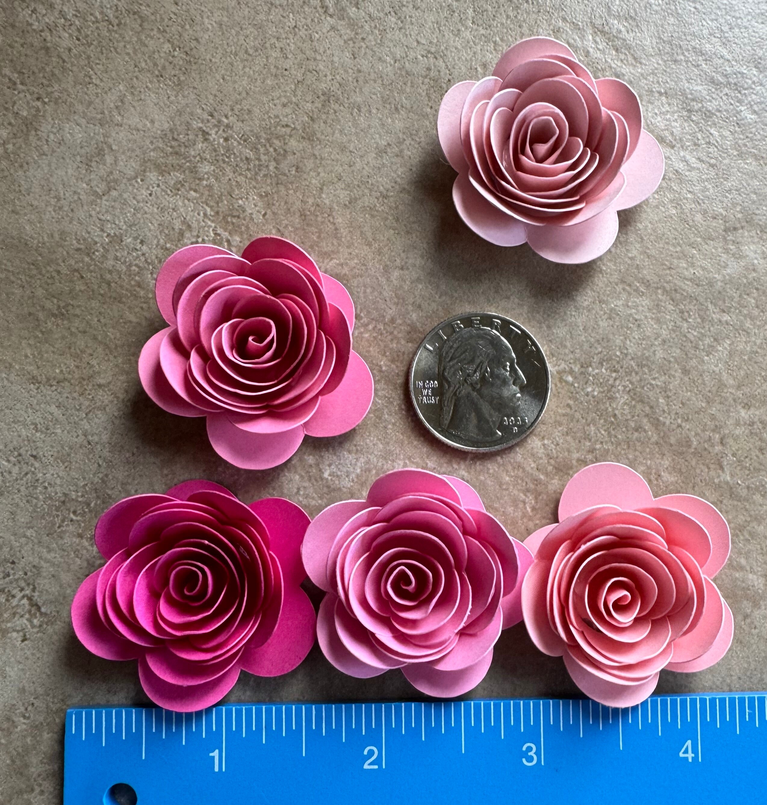 Pink Patterned Paper Roses 15pk Pink Rolled Paper Roses 1” Inch - Etsy
