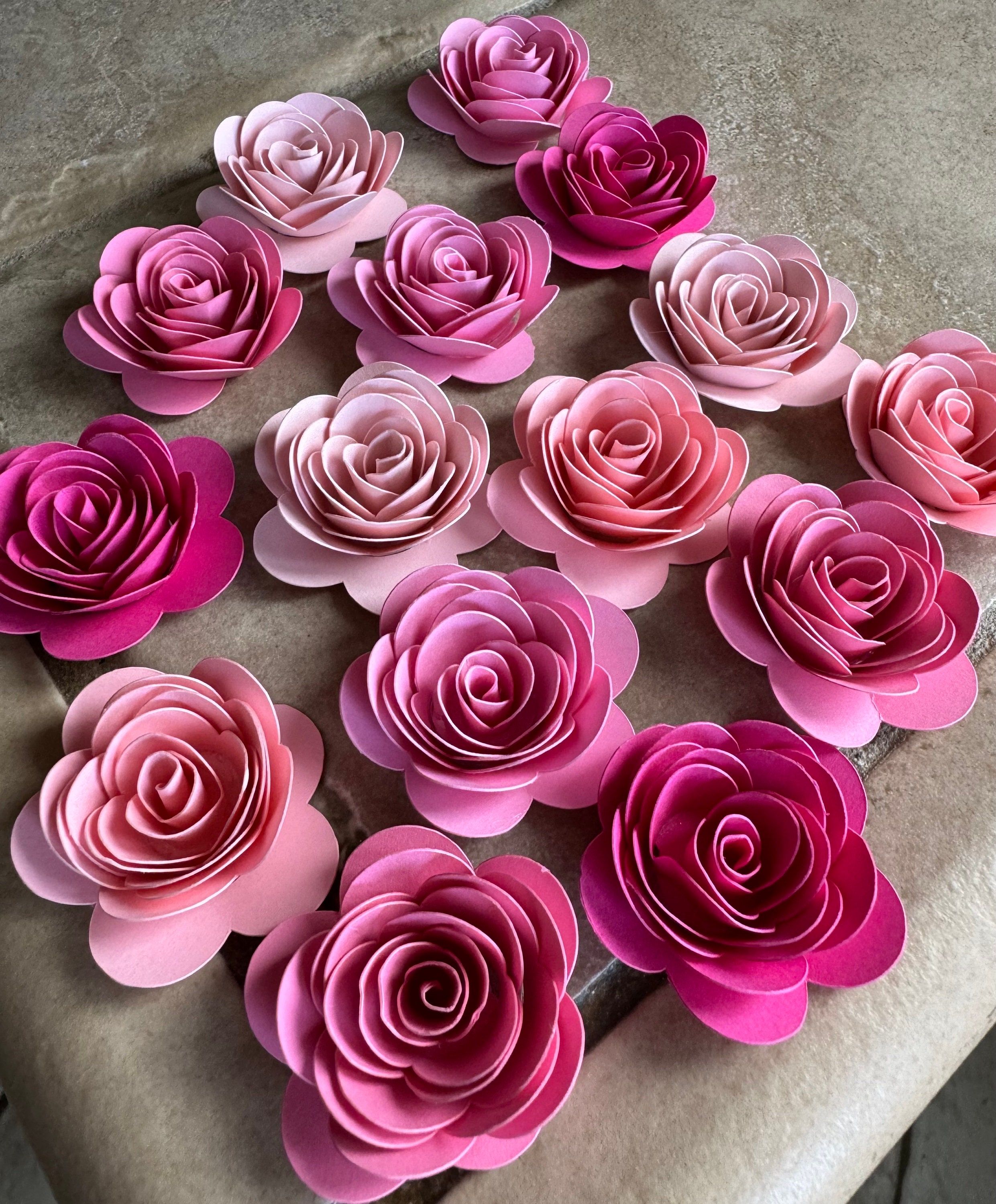 Pink Patterned Paper Roses 15pk Pink Rolled Paper Roses 1” Inch - Etsy
