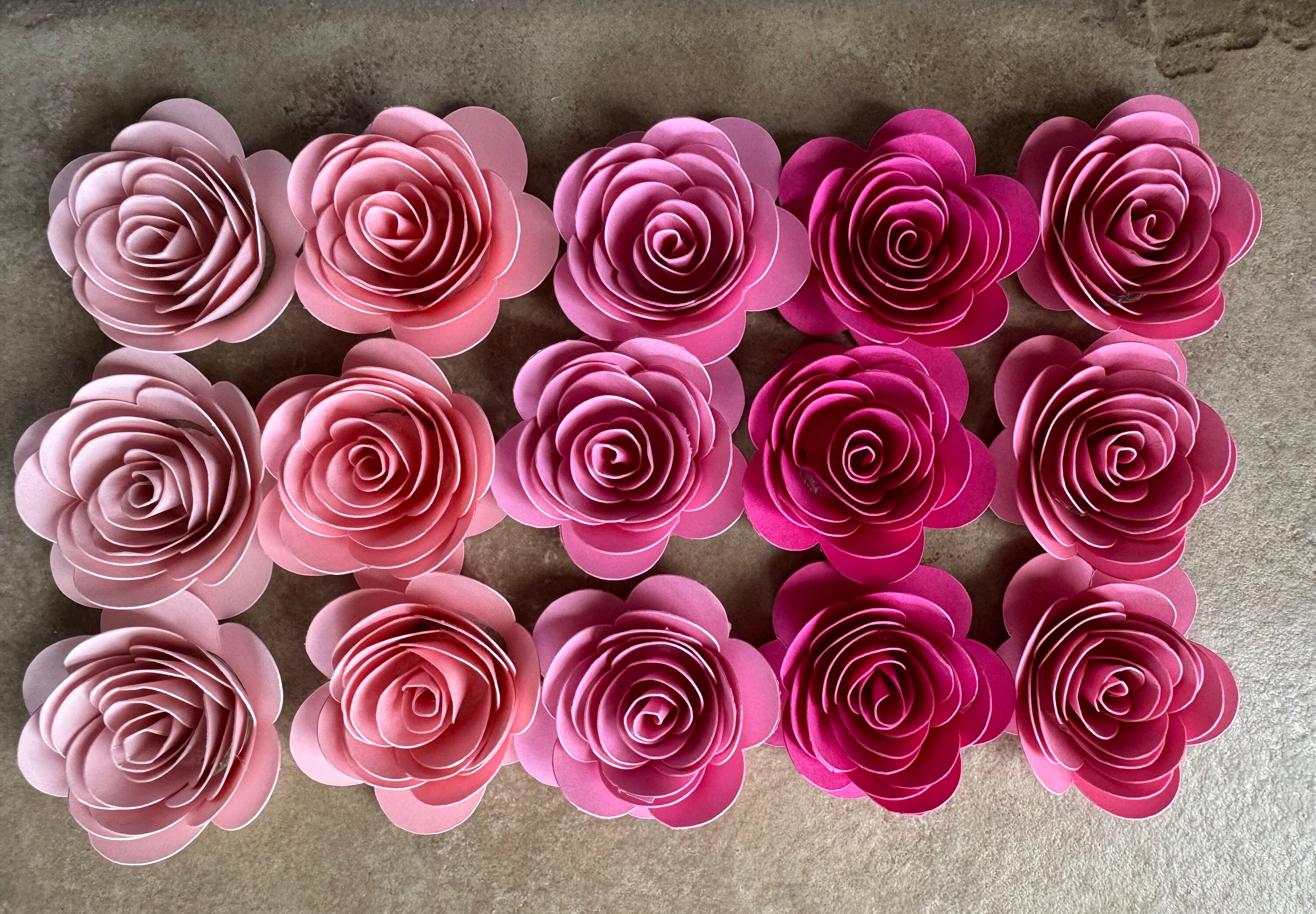 Pink Patterned Paper Roses 15pk Pink Rolled Paper Roses 1” Inch - Etsy