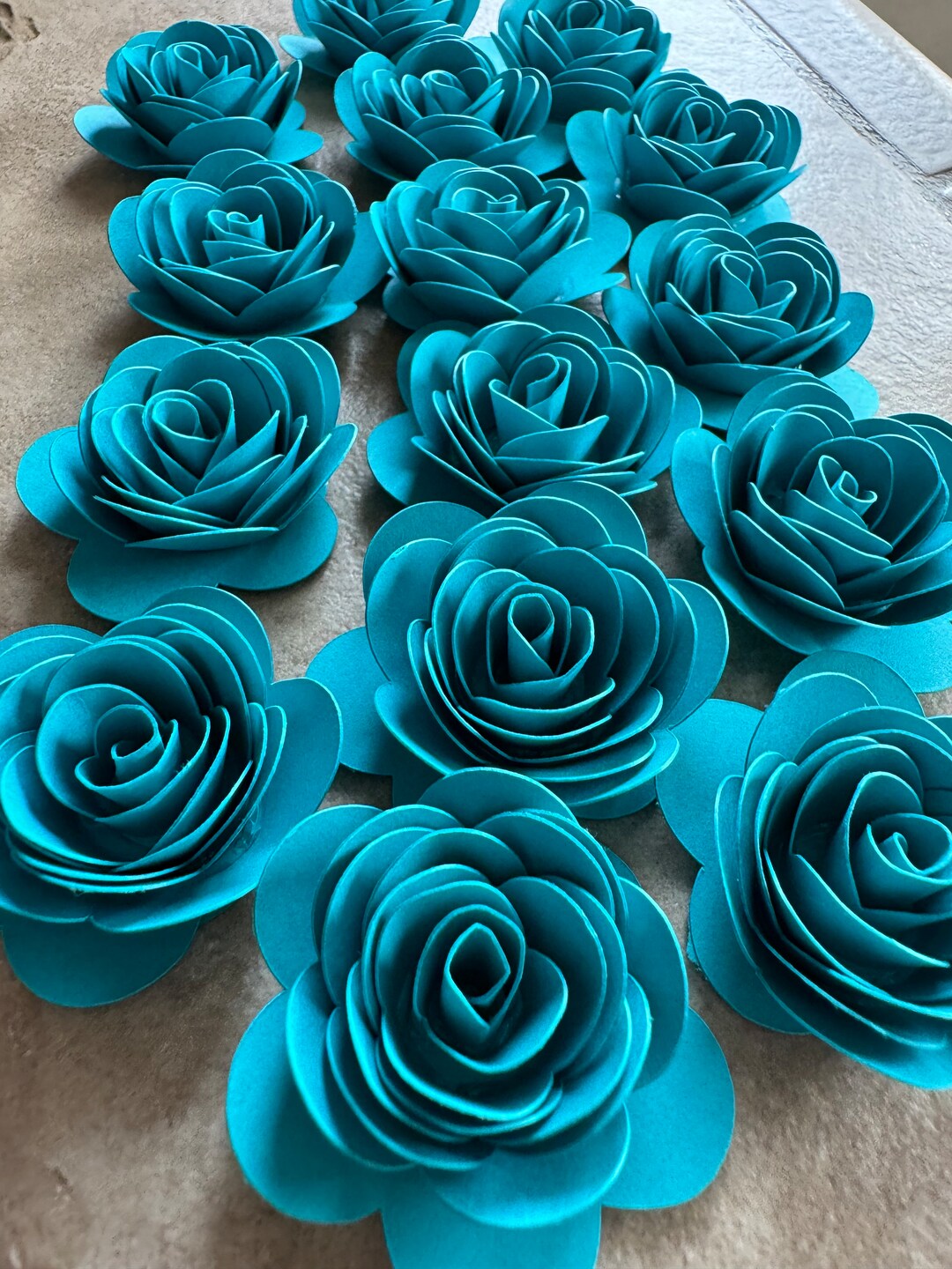 15pk Teal Rolled Paper Roses 1” Inch - Etsy