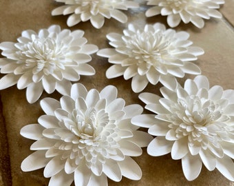 6pk 3D White Paper Flower 2.5” inch