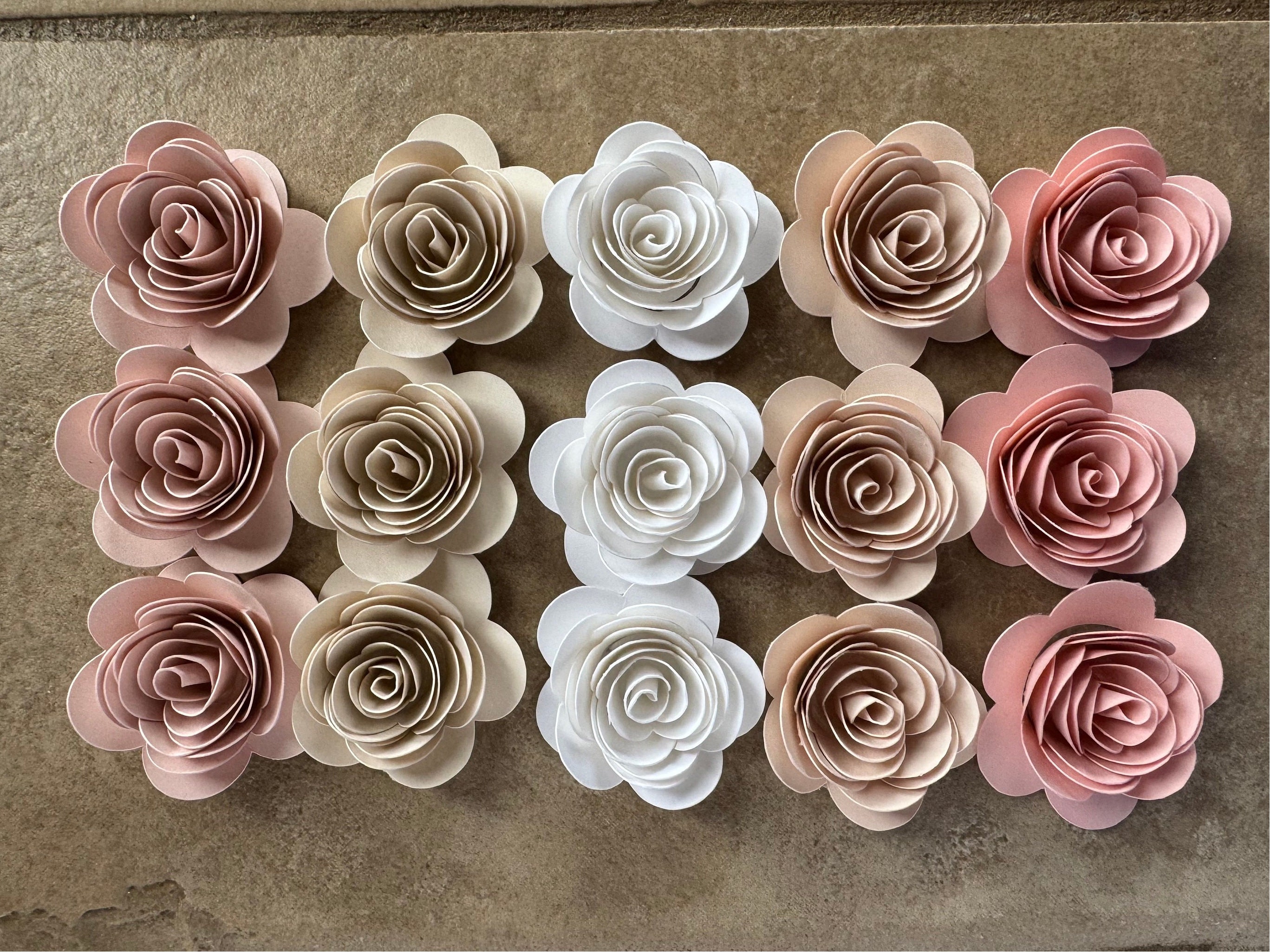Pink Patterned Paper Roses 15pk Pink Neutral Rolled Paper Roses 1” Inch - Etsy
