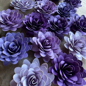 15pk Purple Starburst Rolled Paper Flowers 1” inch