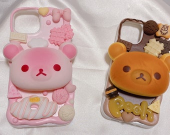 Soft Bear Phone Case for iPhone 13, iPhone 12, iPhone 11, iPhone 12 Pro, iPhone 12 mini, Handmade 3D Kawaii Cute Bear Phone Case iPhone 13