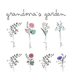 Birth Month Flower Garden // MOTHER’S DAY GIFT // Custom art for moms & grandmas // Grandkid art