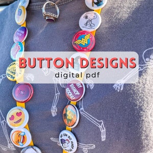 girls camp // BUTTON DESIGNS // digital pdf // 21 pack