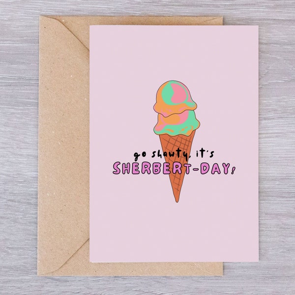 BIRTHDAY CARD PDF // funny birthday card // It’s Sherbert-Day!