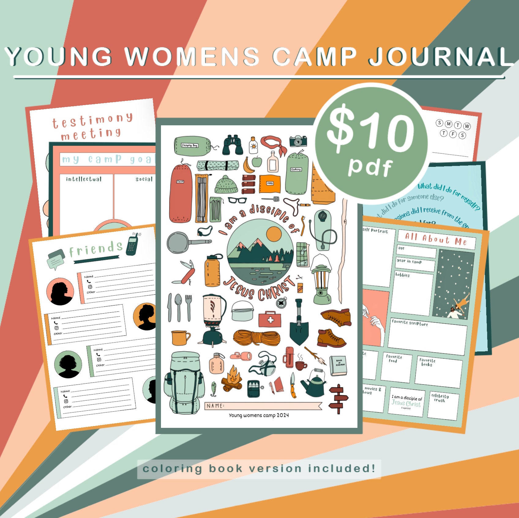 YW CAMP JOURNAL | Printable Pdf | Color &amp; Black and White - Etsy