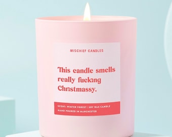 Divertido regalo de Navidad para un amigo: esta vela de cera de soja huele a Navidad de mierda.