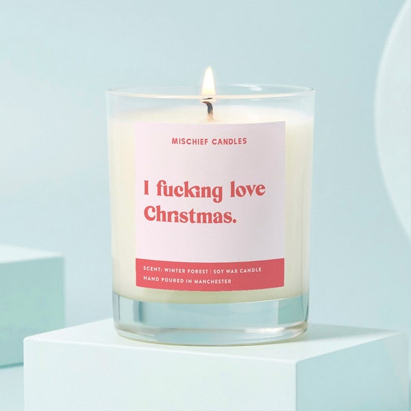 Funny Christmas Gift For Her | Funny Stocking Filler Candle | I Fucking Love Christmas