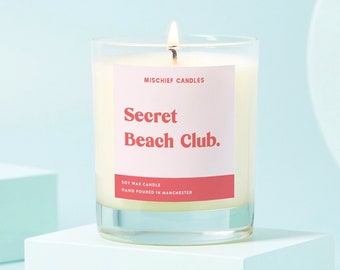 Scented Soy Candle | Summer Candle | Clear Glass Candle | Secret Beach Club