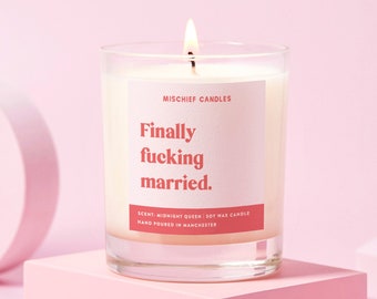 Wedding Gift | Funny Wedding Gift | Clear Glass Soy Wax Candle | Finally Fucking Married