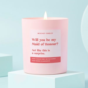 Be My Maid of Honour Gift Funny Maid of Honour Proposal Candle Act Surprised image 1