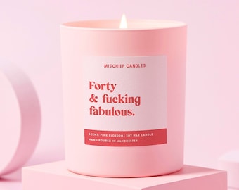 40th Birthday Gift | Funny 40th Birthday Gift | Funny Candle | Forty & Fabulous