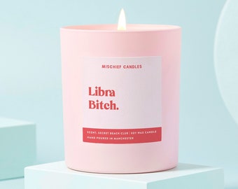 Vela de cera de soja con diseño de Libra, regalo divertido de cumpleaños