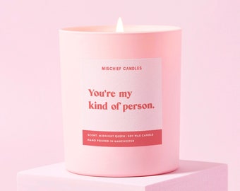 Vela de cera de soja perfumada "Eres mi tipo de persona", regalo divertido para un amigo