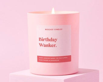 Vela de cera de soja con la frase "Regalo de cumpleaños divertido: Cumpleaños de gilipollas"