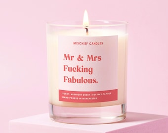 Wedding Gift | Funny Wedding Gift | Clear Glass Soy Wax Candle | Mr & Mrs Fabulous