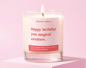 Birthday Gift For Her | Funny Birthday Gift | Magical Creature | Clear Glass Soy Wax Candle