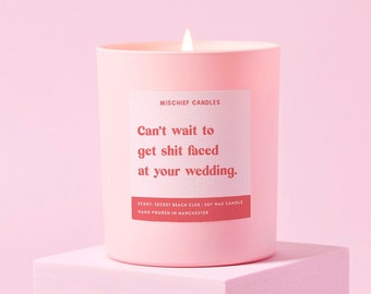 Vela divertida de compromiso: "Borracho en tu boda" de cera de soja.