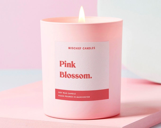 Scented Soy Candle | Floral Scented Candle | Pink Blossom