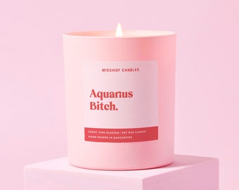 Funny Aquarius Birthday Gift Zodiac Bitch Soy Wax Candle