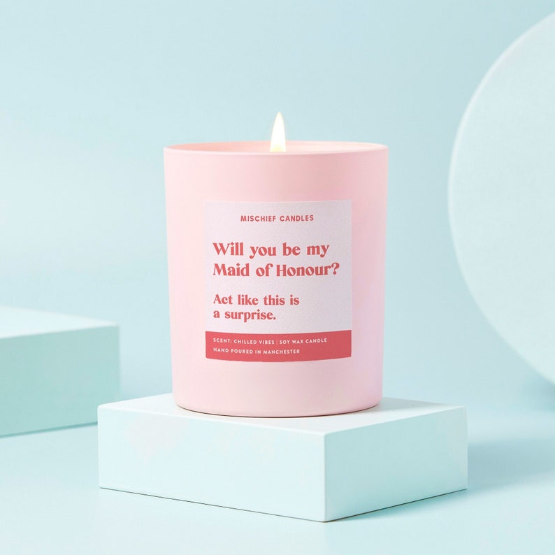 Be My Maid of Honour Gift Funny Maid of Honour Proposal Candle Act Surprised image 1