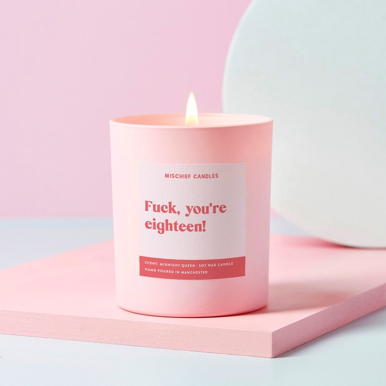 Funny 18th Birthday Gift Fuck You're Eighteen Soy Wax Candle 画像 1