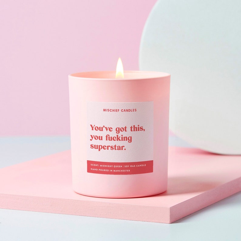 Funny Good Luck Gift Funny Soy Wax Candle You've Got This You Fucking Superstar image 1