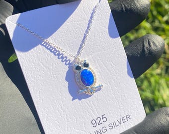 Silver Opal Owl Necklace, Gemstone Birds Pendant, Dainty Jewelry Gift for Her Bird Lovers