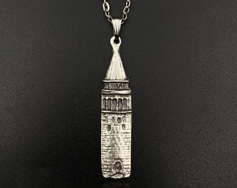 Antique Galata Tower Necklace, Unique Istanbul Travel Gift, Turkish Gift Pendant, Silver Antique Jewelry, Dainty Silver Plated Necklace