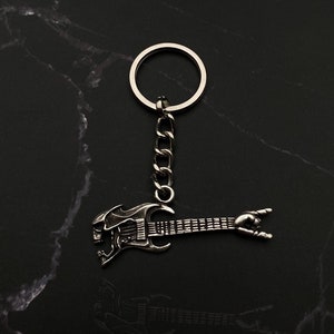 Electric Skull Guitar Keychain: Rock and Roll Music Lover Gift