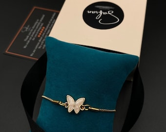 Pulsera minimalista de mariposa llena de oro, pulseras para mujer, regalo del Día de las Madres, pulsera de mariposa pequeña, regalo para mamá, regalo para novia