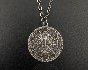 Vegvisir Norse Mythology Men Protection Amulet Necklace, Vegvisir Talisman Compass Every Day Carry Gift For Him Pendant, Gifts