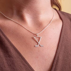 Ice Hockey Stick Goalie Gifts Charm Necklace, Gold Hockey Necklace, Silver Hockey Pendant, Hockey Mom Gifts, Ice Hockey Jewelry