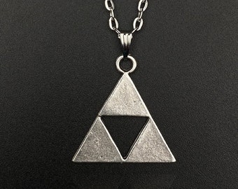 Zelda Triforce Sign Men Women Necklace, Triangle Necklace, Triangle Jewelry, Triforce Necklace, Zelda Logo, Triforce Logo Necklace, Gifts