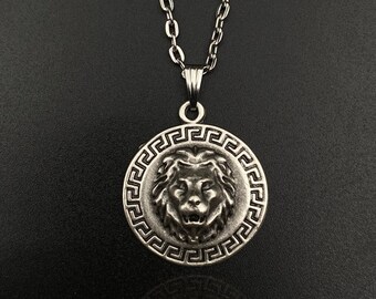 Colgante de león, collar de león de plata, león animal para él, regalos de león para hombres, regalo de amante de los animales, regalo de león para ella, idea de regalo de collar de león