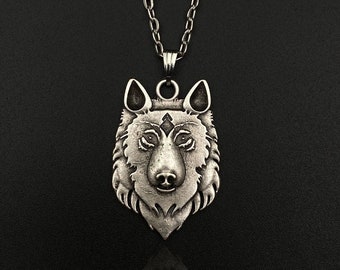 Collar de hombres lobo, collar de lobo vikingo, encanto de lobo, collar de cabeza de lobo, colgante de lobo nórdico, encanto de cabeza de lobo