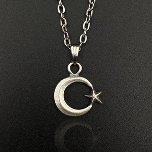 Moon Star - minimalistische ketting mannen vrouwen, maanketting, sterketting, Turkse vlag, vlagketting, minimalistische ketting - geschenken