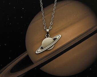 Saturn Planet Silver Plated Pendant Jewelry, Celestial Space Gift