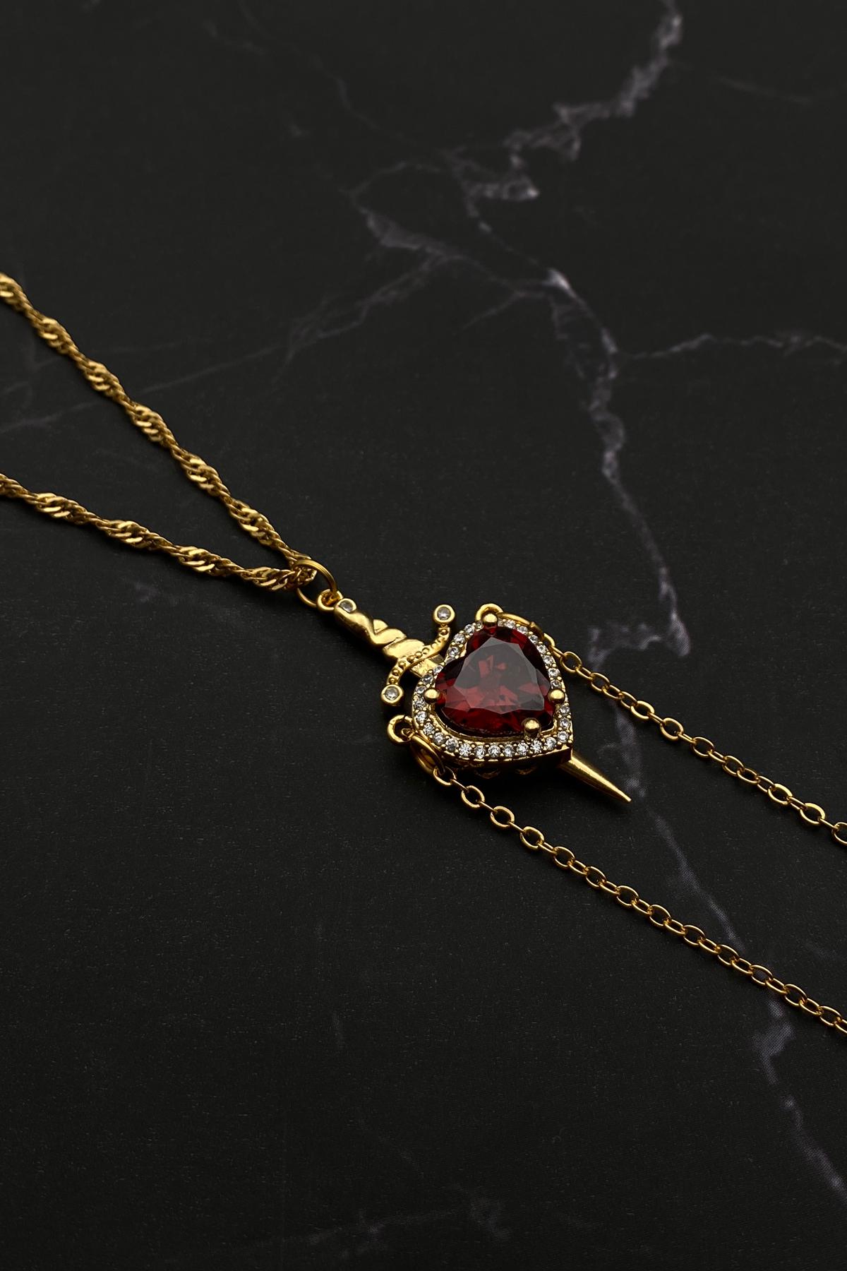 Collana Donna Con Pendente Cuore Rosso E Spada In Cristallo – Gioiello Elegante In Argento Per Occasioni Speciali - 4