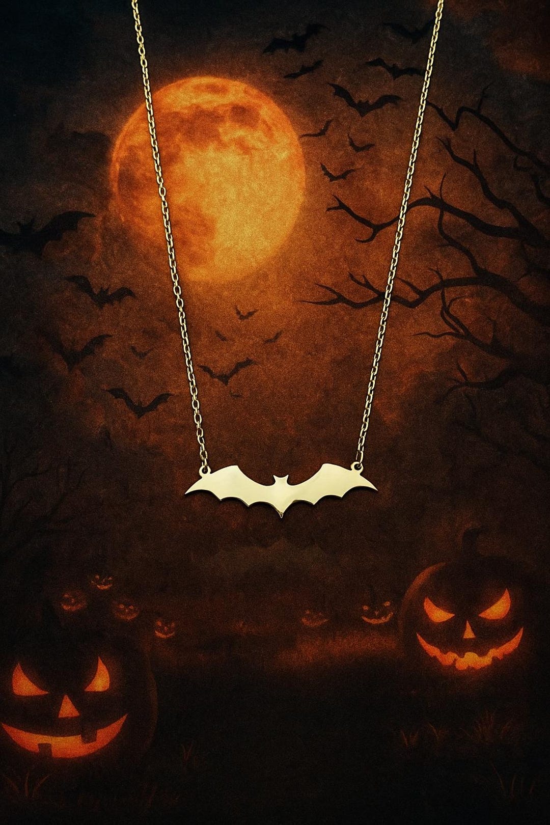Sterling Silver Halloween Bat Necklace, Gothic Witchy Jewelry - Etsy
