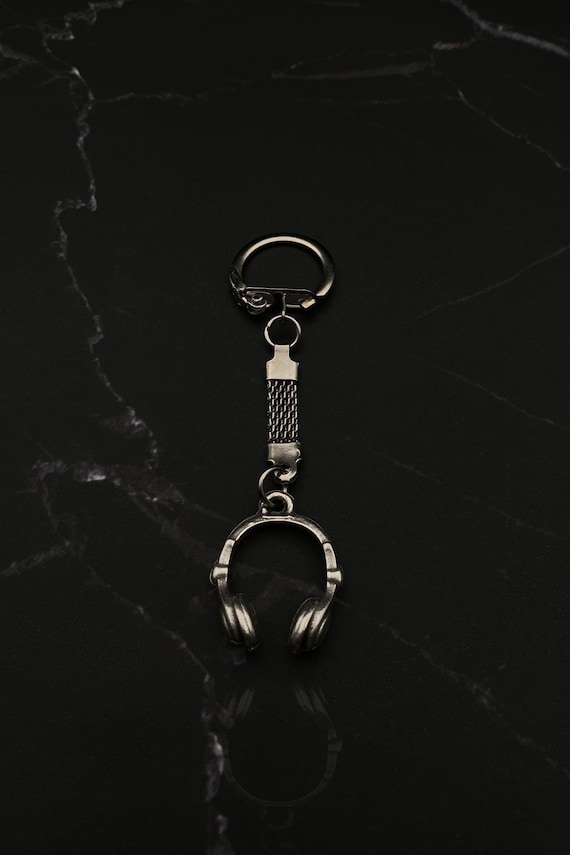 Headphone Charm Keychain, Music Keychain, Cute Headphone, Silver
