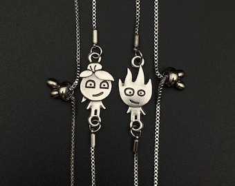 Fireboy und Watergirl Edelstahl Armbänder | Passendes Paar Geschenk
