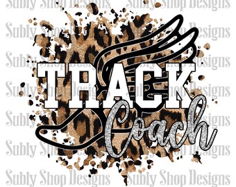 Salpicadura de leopardo de Track Coach, archivo png digital de sublimación, track coach png, sublimación de track coach, descarga digital de track
