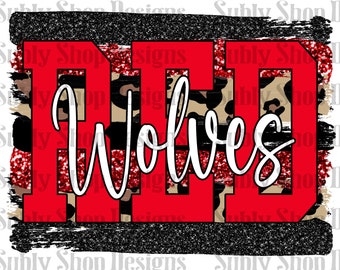 Archivo png digital de sublimación de pinceladas de lobos rojos, diseños de lobos rojos, sublimación de lobos rojos, sublimación de equipo de lobos, png rojo y negro