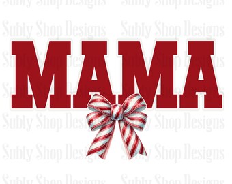 MAMA Candy Cane bow design, MAMA Christmas designs, MAMA png, mama Christmas png