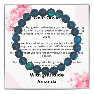Dance Teacher Gifts, For Ballet Teacher Gift Jewelry with Card, Dance recital Bracelet Gift for teacher, Quartz Necklace